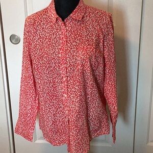 J. Crew Red Floral Cotton Shirt XL NWT